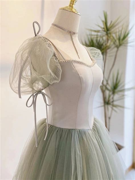 Vintage Sage Green Prom Dress A Line Princess Ball Gown Puffy Etsy Canada