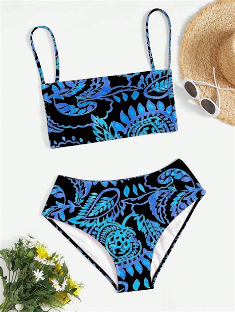 SHEIN Swim BohoFeel Plus Paisley Print Bikini Swimsuit SHEIN USA