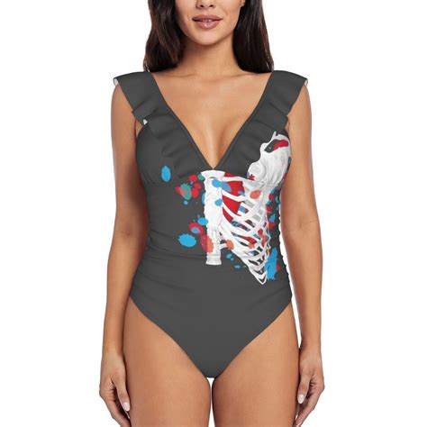 Rib Cage One Piece Swimsuit High Quality Swimwear Printed Push Up