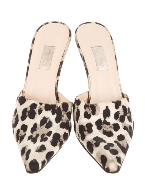 Vera Wang Satin Leopard Print Mules Shoes Ver23031 The Realreal