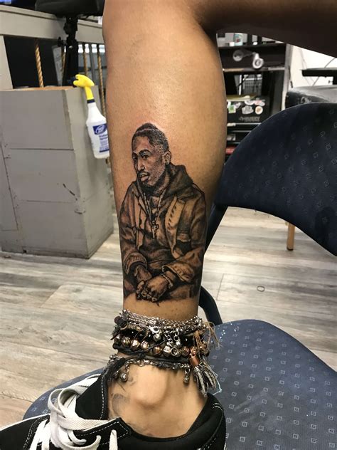 Tupac Shakur Memorial Portrait Tattoo In Black Grey By Choze Iron