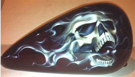 Skulls Airbrushed Motorcycle Painting Airbrush Art Custom