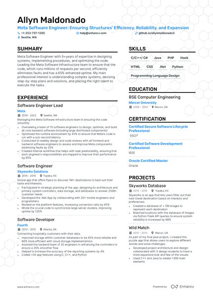 How To Land A Job In Faang Maang Company Resume Tips And Examples