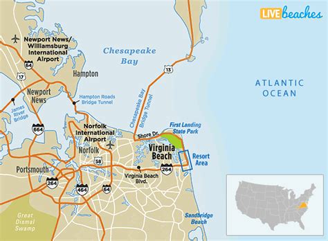 Map of Virginia Beach, Virginia - Live Beaches