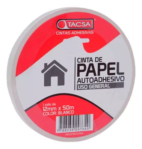 Cinta De Papel Blanca Enmascarar Pintor Tacsa 12 Mm X 50 Mts Color