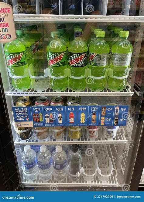 Walmart Interior Mtn Dew Drink Coolers with Prices Editorial Image