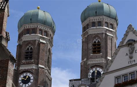 Twin Onion Domes of Frauenkirche, Munich Stock Image - Image of towers ...