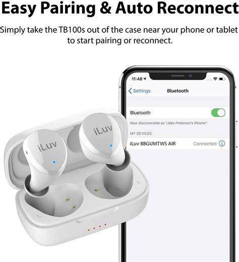 ILuv TB100 White True Wireless Earbuds Cordless In Ear Bluetooth 5 0 With