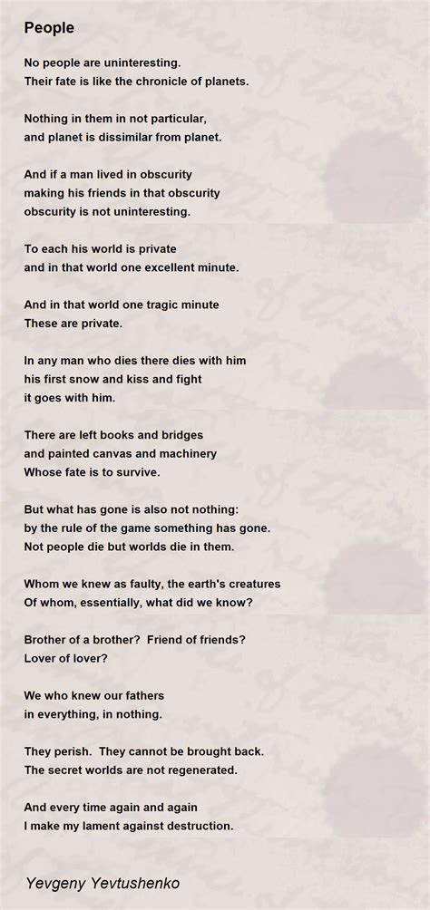 People People Poem By Yevgeny Yevtushenko