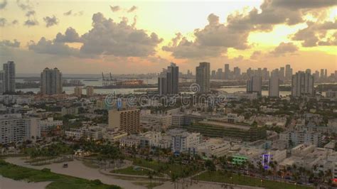 Aerial Miami Beach Surreal Sunset Scene Stock Video - Video of ...