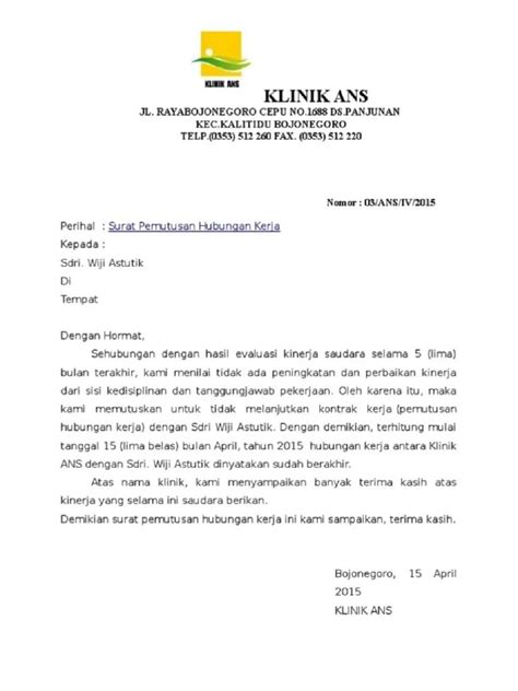 7 Contoh Surat Phk Karyawan Dan Templatenya