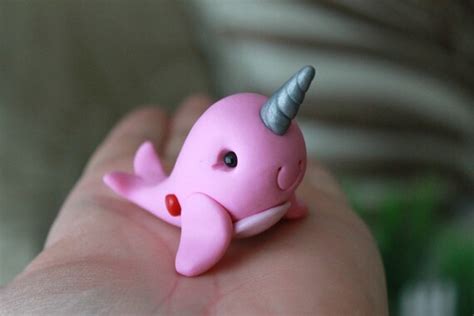 Polymer Clay Narwhal Miniature Narwhal Mini Clay Narwhal