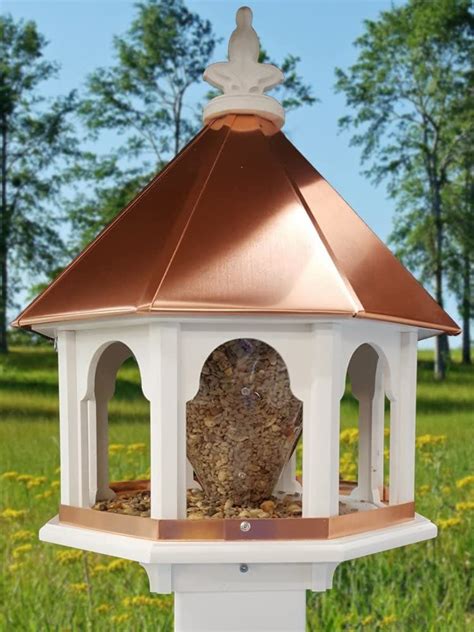 Large Capacity Wild Bird Feeder Pvc Body Copper Roof Made In Usa Gazebo