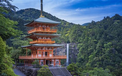 Nachi Falls, Japanese Temple, Mountain Landscape, Japanese - Kumano ...