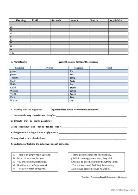 Exercise About Nouns And Adjectives English Esl Worksheets Pdf And Doc