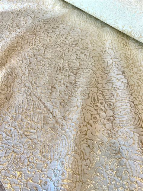 Gold And Ivory Floral Brocade 60 Wide Etsy