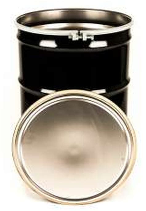 55 Gal Steel Drum Open Head Black With Fittings In Lid Choice Of Bolt Ring Or Lever Lock