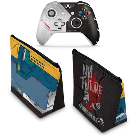 KIT Capa Case E Skin Xbox One Slim X Controle Cyberpunk 2077 Bundle