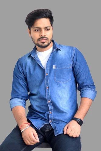 Faded Blue Men Denim Shirt Regular Fit At Rs 289 In New Delhi Id 2848953049397