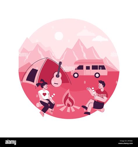 Summer Camping Abstract Concept Vector Illustration Caravan Camping