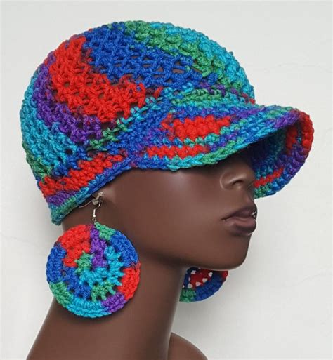 Multi Crochet Baseball Cap With Earrings By Razonda Lee Available At