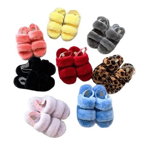 Designer Fluffy Fur Slippers Fashion Open Toe Ladies Fur Slippers For ...