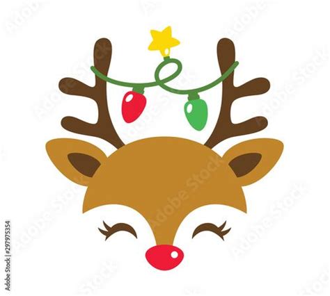 Reindeer With Decorative Christmas Light Cute Holiday Reindeer Face