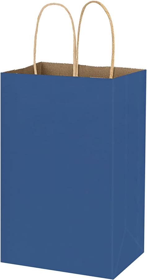 Bagmad Pack X Inch Small Blue Kraft Paper Bags With Handles