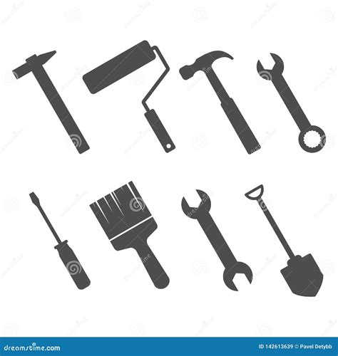 Tools Icon Set Vector Illustration Flat Design Stock Illustration