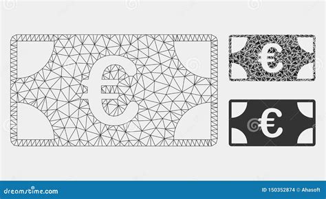 Eurobanknoten Vektor Mesh Network Model Und Dreieck Mosaik Ikone Vektor