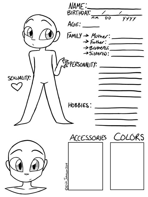 Male Reference Character Reference Sheet Character Sheet Template