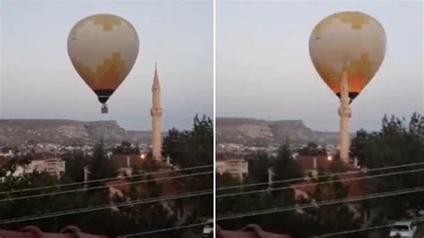 Kapadokya da sıcak hava balonu minarenin alemine çarptı Haberler