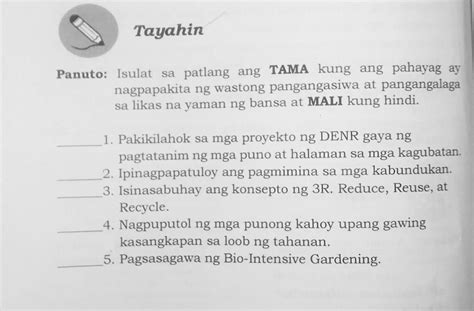 Tayahinpanuto Isulat Sa Patlang Ang Tama Kung Ang Pahayag Ay