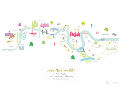 London Marathon Route Map Art Print (Personalisation included) - Holly ...