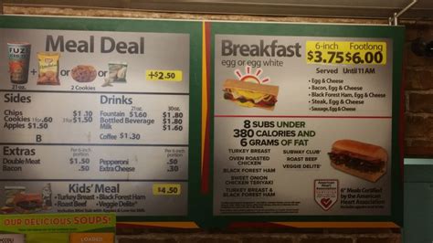 Subway Menu Prices