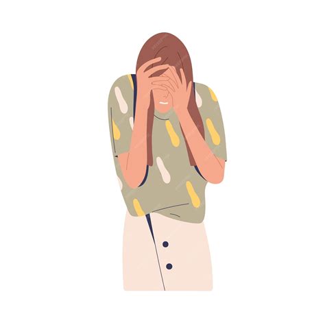 Premium Vector | Embarrassed woman hiding her face, regretting failure