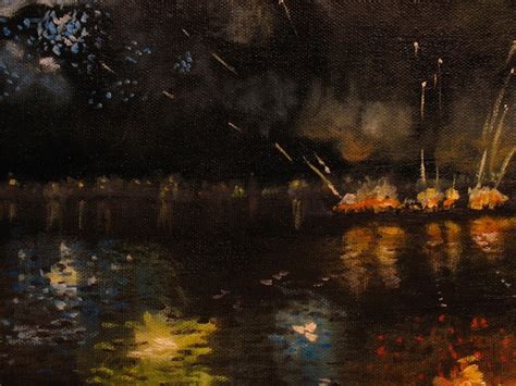 Original oil painting Fireworks celebration 11x14