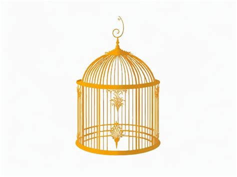 Premium Vector Decorative Golden Bird Cage Vector Illustration