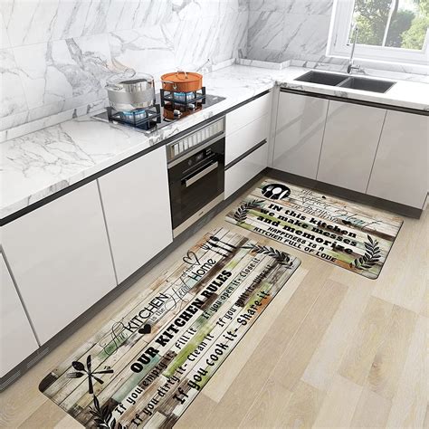 Kitchen Rugs Farmhouse Style Kitchen Mats for Floor Anti Fatigue Memory Foam Kitchen Mat ...