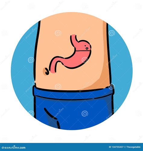 Symbol Of Stomach Or Internal Organs Ache Cartoon Vector Illustration Isolated Cartoondealer