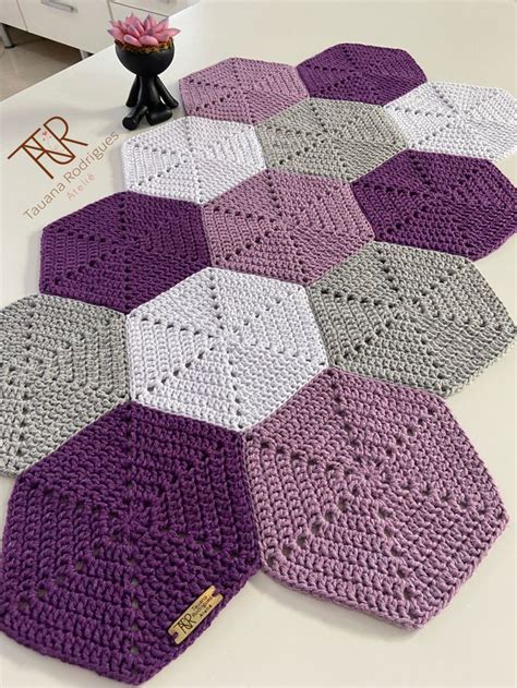 Tapete De Hex Gono Crochet Rug Patterns Crochet Hexagon Crochet