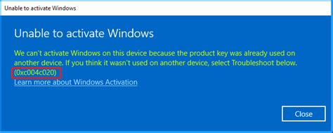 Solved How To Solve The Windows Activation Error 0xC004C020