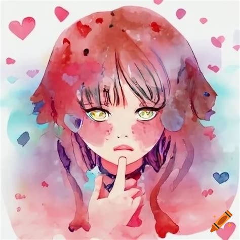 Blushing Manga Girl With Heart Shaped Pupils On Craiyon