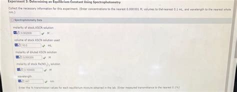 Solved Experiment 3 Determining An Equilibrium Constant Chegg