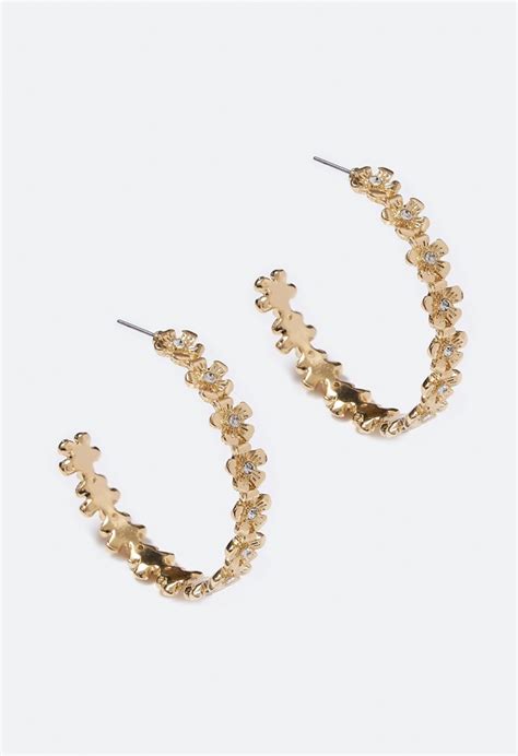 Myla 3d Flower Hoop Earrings Bags And Accessories In Gold Get Great