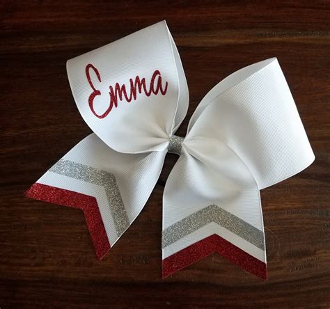 Custom Glitter Cheer Bow Softball Bow Dance Bow With 1 Name Etsy