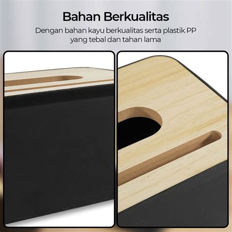 TaffHOME Kotak Tisu Kayu Solid Wooden Tissue Box ZJ007 Black