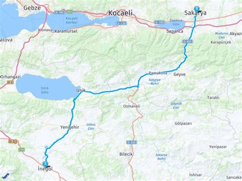 Sakarya İnegöl arası mesafe Sakarya İnegöl yol haritası Sakarya