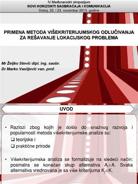 Pdf Primena Metoda Vi Ekriterijumskog Odlu Ivanja Za Re Avanje