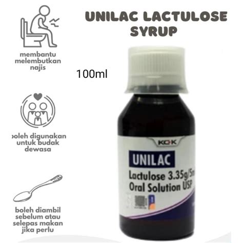 Masalah Sembelit UNILAC Lactulose Oral Solution 100ml For